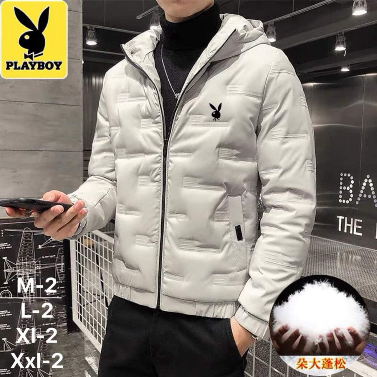 Hong Kong Style Cotton Padded Winter Jackets For Men - White