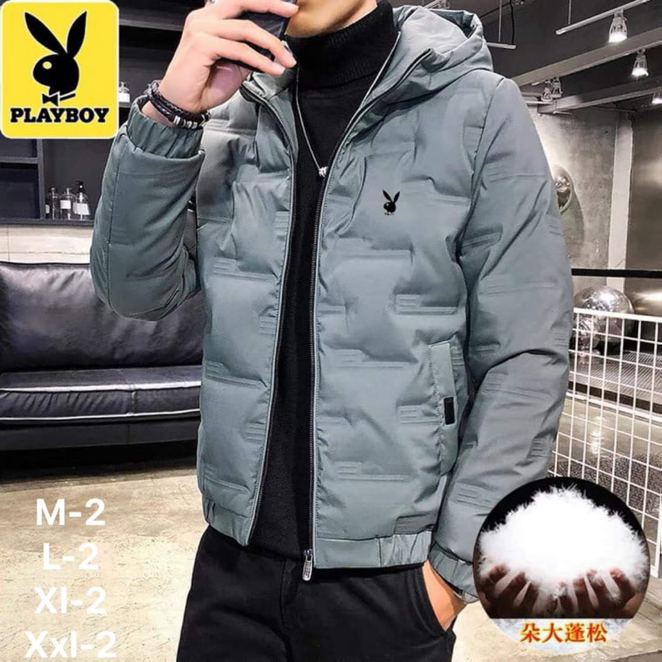 Hong Kong Style Cotton Padded Winter Jackets For Men - Blue
